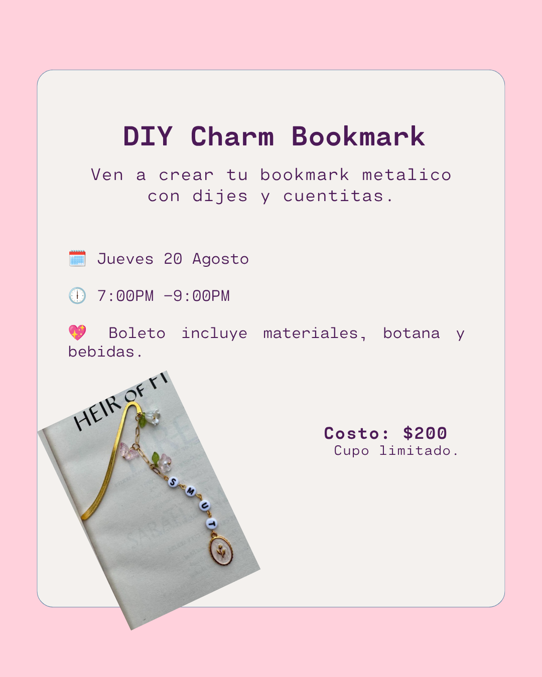 DIY Charm Bookmark - Jueves 20 Agosto