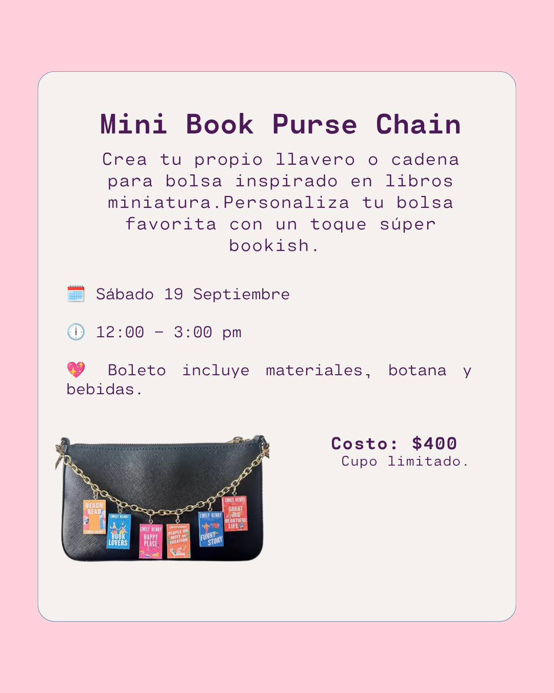 Mini Book Purse Chain - Sábado 19 Septiembre