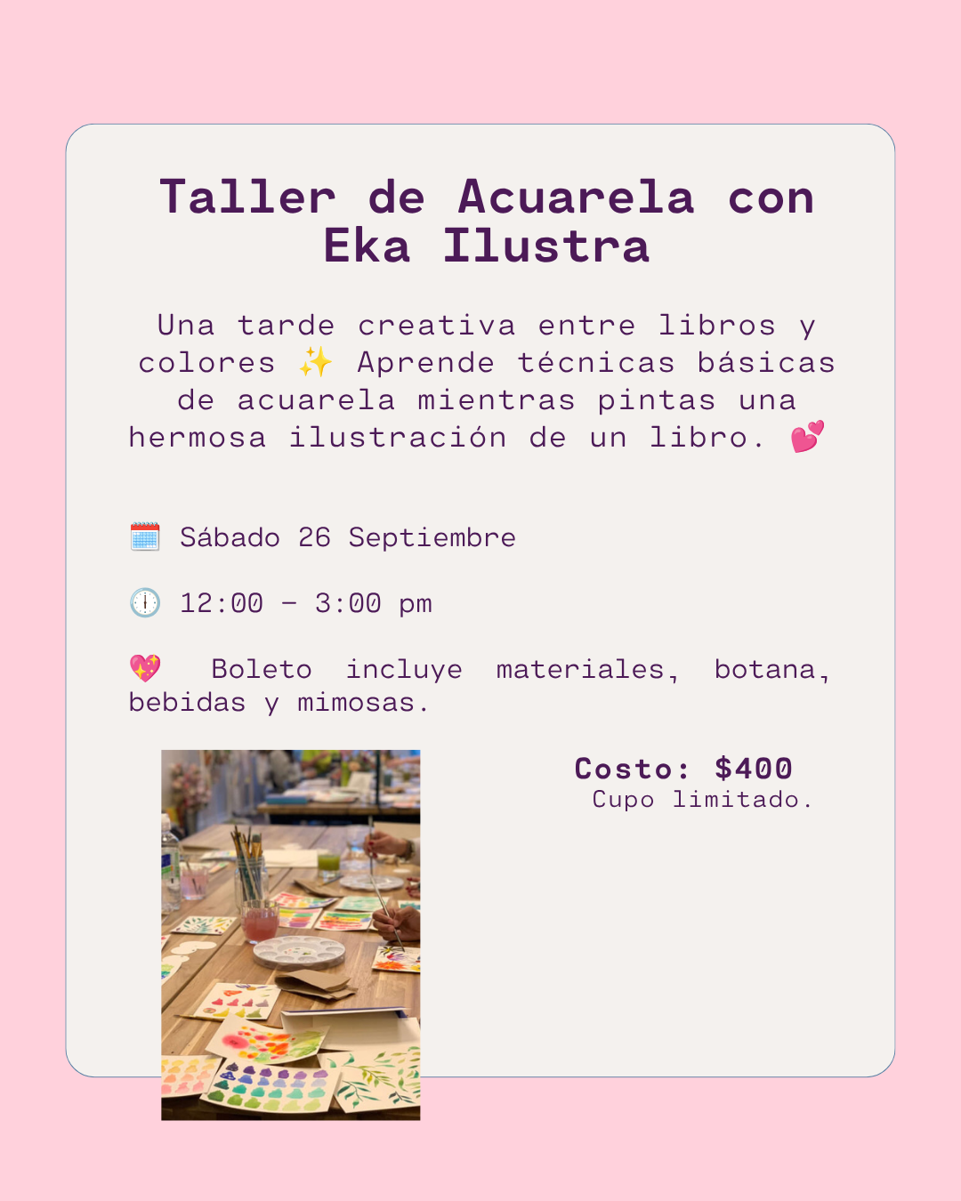 Taller de Acuarela con Eka Ilustra - Sábado 26 de Septiembre