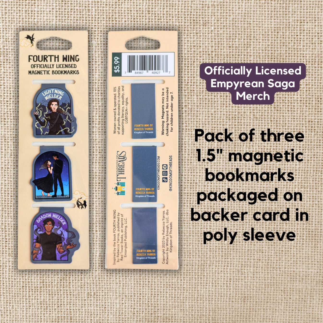 Violet and Xaden Fourth Wing Magnetic Bookmarks