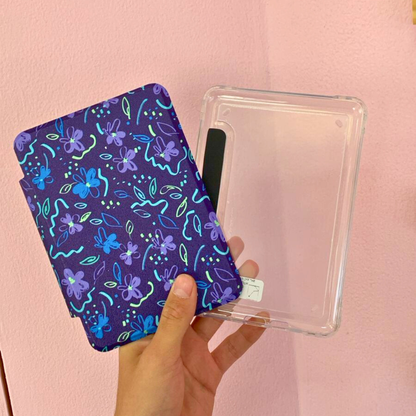 Blue & Purple Flowers Magnetic Kindle Case