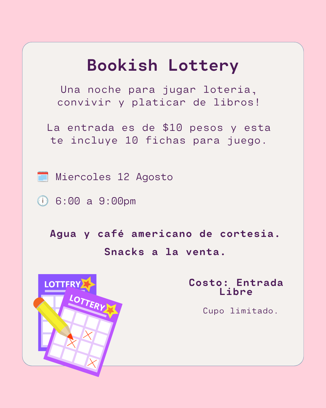 Bookish Lottery - Miércoles 12 Agosto