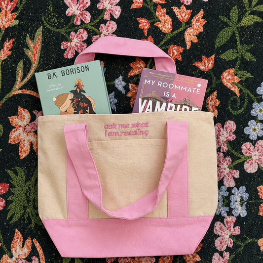 "ask me what I am reading" Mini Totebag