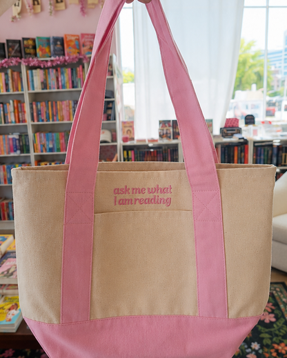 "ask me what I am reading" Mini Totebag